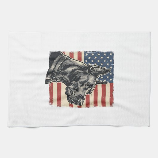 Oude Great Dane Patriottische Vlag Vectorontwerp_1 Theedoek (Horizontaal)