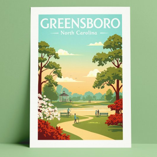 Oude Greensboro North Carolina Briefkaart