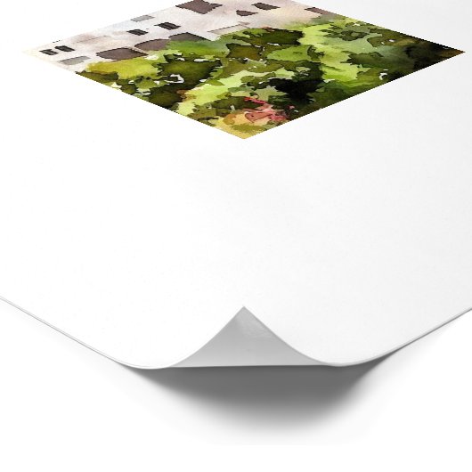 OUDE GRIEKENLAND BERGKANT DORP WATERVERF POSTER (Hoek)