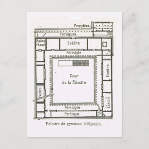 Oude Griekenland, Olympia, plan van de Gymnasium Briefkaart