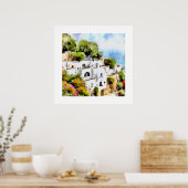 OUDE GRIEKENLAND ZEEDORP WATERVERF POSTER (Keuken)