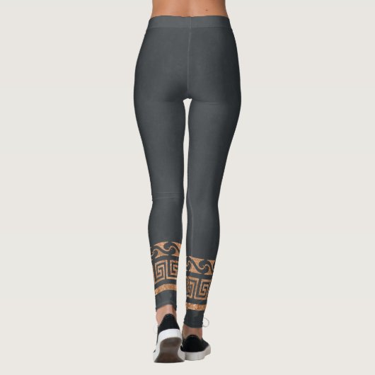 Oude Grieks goudpatroon met monummetrisch goudpatr Leggings (Achterkant)