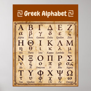 Oude Griekse Alfabet Letters ABC Grafiek, Oude Muu Poster