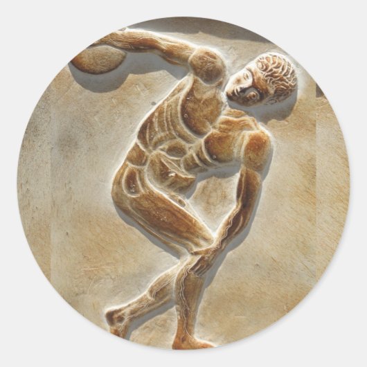 Oude Griekse Discus Thrower - Discobolus Ronde Sticker (Voorkant)