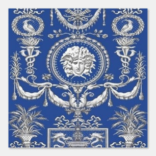 Oude Griekse Egeïsche Blauwe Medusa Designer Behang