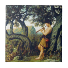 Oude Griekse herder jongen spelen muziek