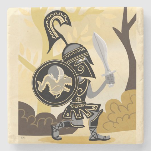 Oude Griekse Hoplite Stenen Onderzetter (Voorkant)