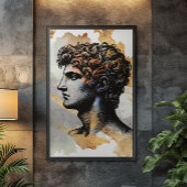 Oude Griekse man omringd door glanzend gouden marm Canvas Afdruk