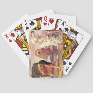 Oude Griekse Meisjes die Kiezelstenen Oppakken Pokerkaarten