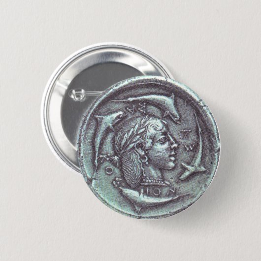 Oude Griekse munt Ronde Button 5,7 Cm (Voorkant /achterkant)