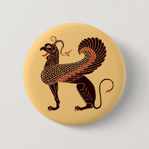 Oude Griekse mythologische beest Griffin Ronde Button 5,7 Cm