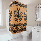 Oude Griekse octopus, golfpatroon Douchegordijn (In situ)