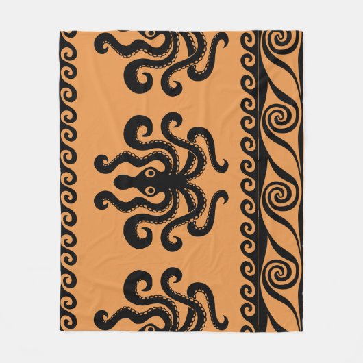 Oude Griekse octopus, golfpatroon Fleece Deken (Voorkant)
