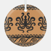 Oude Griekse octopus, golfpatroon Glas Ornament (Voorkant)
