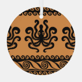 Oude Griekse octopus, golfpatroon Glas Ornament (Achterkant)