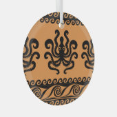 Oude Griekse octopus, golfpatroon Glas Ornament (Voorkant Rechts)