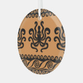 Oude Griekse octopus, golfpatroon Glas Ornament (Voorkant links)