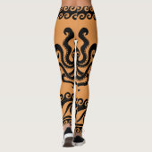 Oude Griekse octopus, golfpatroon Leggings (Achterkant)