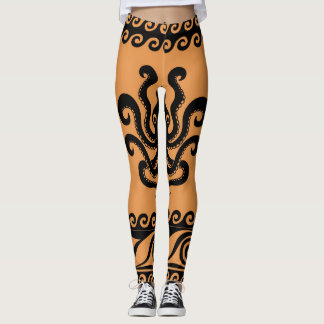 Oude Griekse octopus, golfpatroon Leggings