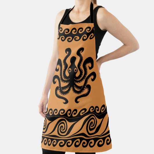 Oude Griekse octopus, golfpatroon Schort (Insitu)