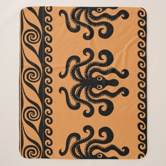Oude Griekse octopus, golfpatroon Sherpa Deken (Voorkant)