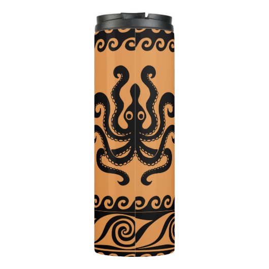 Oude Griekse octopus, golfpatroon Thermosbeker (Achterkant)