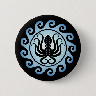 Oude Griekse schilden: Octopus (water) Ronde Button 5,7 Cm