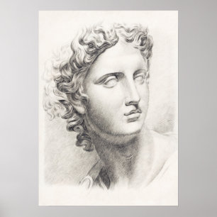 Oude Griekse sculptuur zwart-wit portret Poster