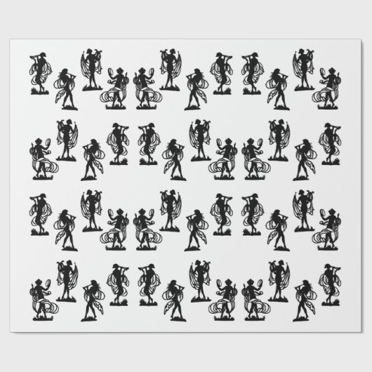 Oude Griekse silhouettes van de Muses-afdruk Cadeaupapier (Vlak)