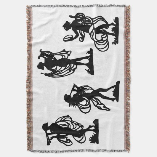 Oude Griekse silhouettes van de Muses-afdruk Deken (Voorkant Verticaal)