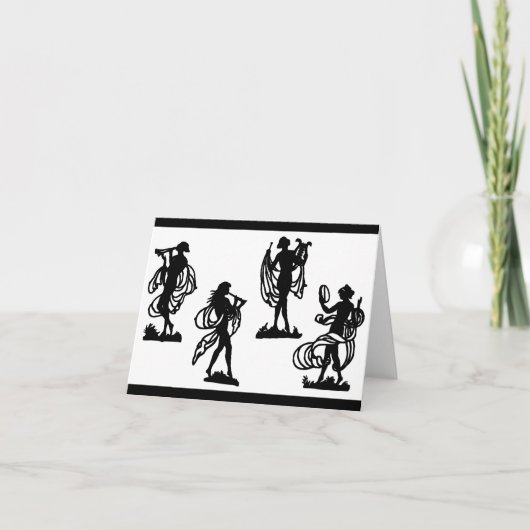 Oude Griekse silhouettes van de Muses Notitiekaartje (Voorkant)
