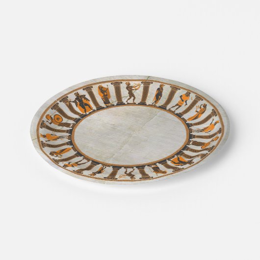 Oude Griekse tempelafbeelding op patroon Papieren Bordje (Gekanteld)