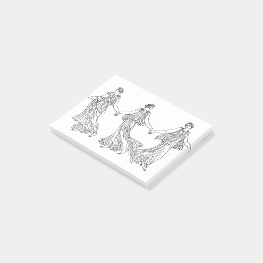 Oude Griekse Vrouwen Lijn Kunst Dansing Post-it® Notes (Schuin)