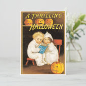 Oude griezelige Halloween-verhalen uitnodiging (Staand voorkant)