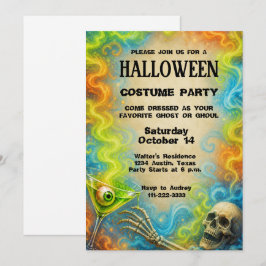 Oude griezelige Halloween-vermommingsparty Kaart