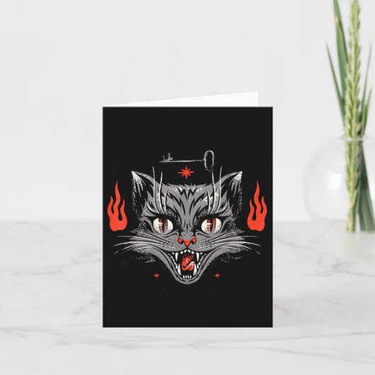 Oude griezelige Halloween zwarte kat Kaart (Voorkant)