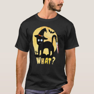 Oude griezelige halloween zwarte kat kostuum heks t-shirt