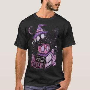 Oude griezelige Halloween zwarte kat kostuum heks T-shirt