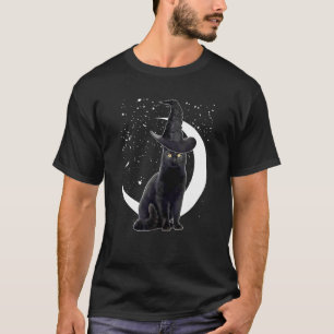 Oude griezelige Halloween zwarte kat kostuum heks T-shirt