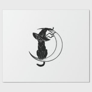 Oude griezelige Halloween zwarte kat kostuum shirt Cadeaupapier