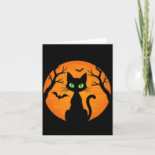 Oude griezelige Halloween zwarte kattenkostuum kat Kaart