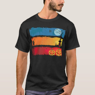 Oude griezelige Halloween zwarte kattenkostuum pom T-shirt