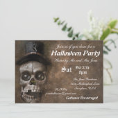 Oude griezelige Schedel Halloween Feest Kaart (Staand voorkant)