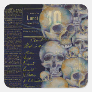 Oude griezelige schedels Halloween Vierkante Sticker