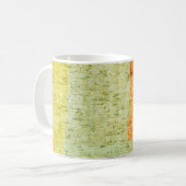 Oude grijze achtergrond met delicate abstracte tek koffiemok (Voorkant links)