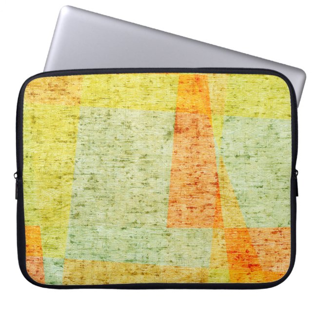 Oude grijze achtergrond met delicate abstracte tek laptop sleeve (Voorkant)