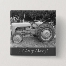 , oude, grijze gisttrekker vierkante button 5,1 cm