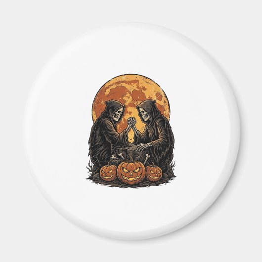 Oude Grim Reapers Halloween Pompoen Vector Ontwerp Magneet (Voorkant)