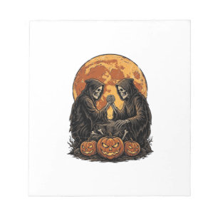 Oude Grim Reapers Halloween Pompoen Vector Ontwerp Notitieblok