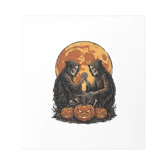 Oude Grim Reapers Halloween Pompoen Vector Ontwerp Notitieblok (Voorkant)